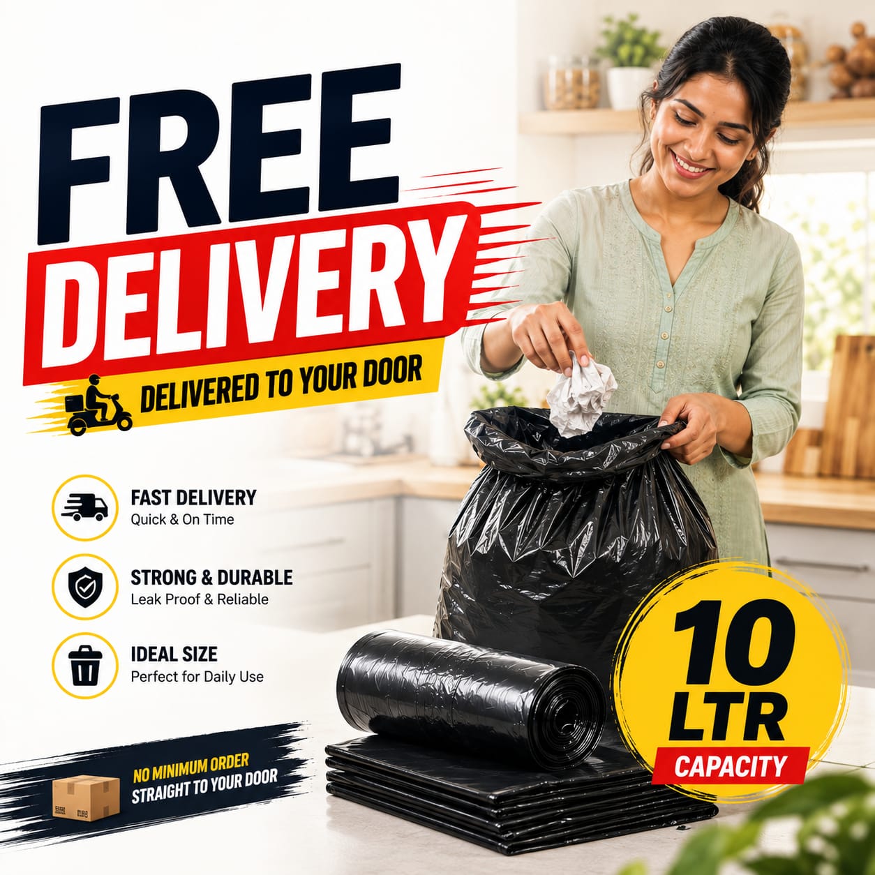 10 Liter Strong Poly Garbage Bag (16×20 inch)