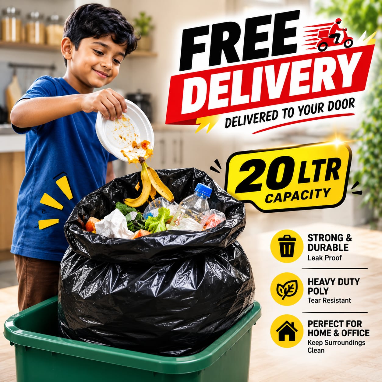 20 Liter Strong Poly Garbage Bag (20×30 inch)